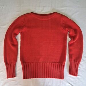 J Crew Vtg Women's Red Chunky Knit Boat Neck Sweater Sz S Fisherman Cottagecore